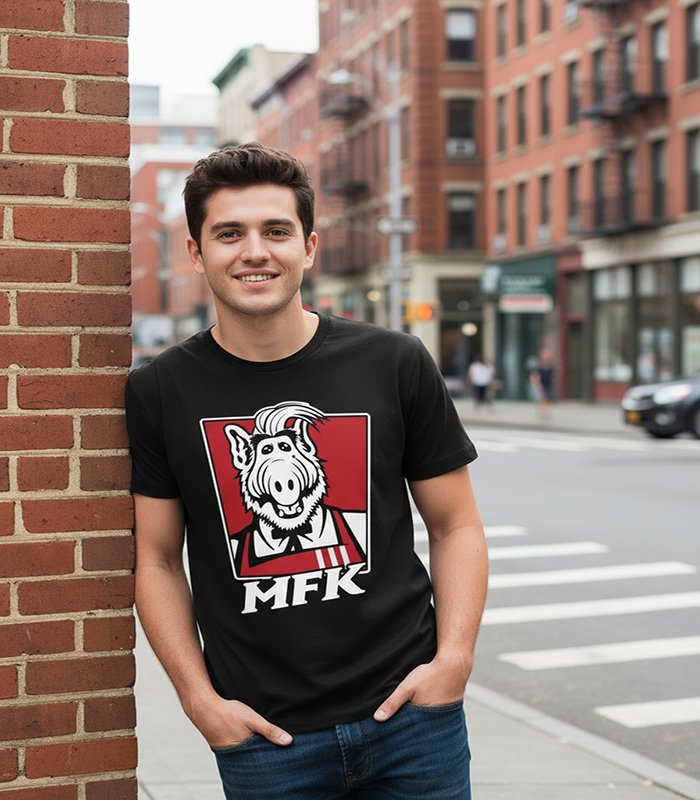Inspiración de camiseta de Alf con logo de KFC chico
