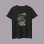 Camiseta color negro unisex consolas retro