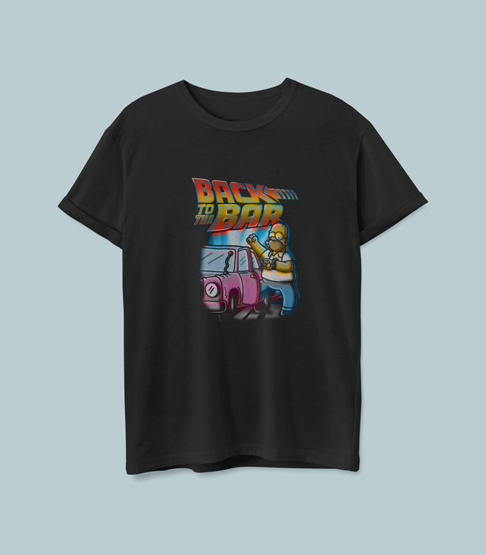Camiseta color negro unisex de Homer Back to the bar