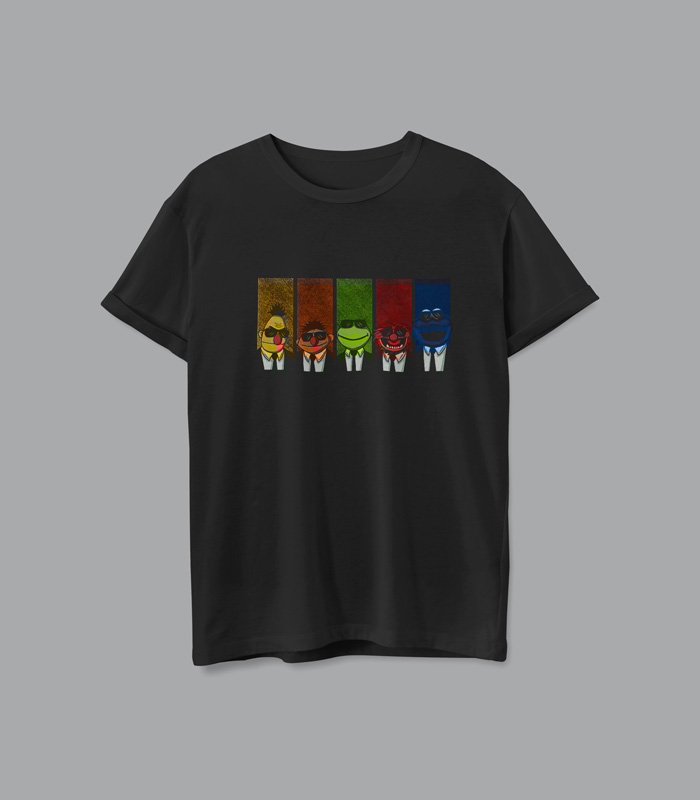 Camiseta color negro unisex muppets rockeros