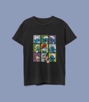 Camiseta color negro unisex de Los Pitufos