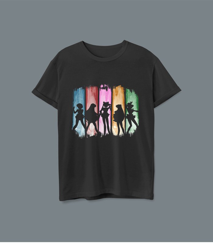 Camiseta color negro unisex de la serie Sailor Moon