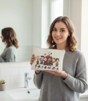 Inspiración de neceser Logo de la serie Friends con personajes de Snoopy