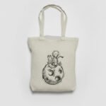 Tote bag con estampado del Principito sobre el meteorito