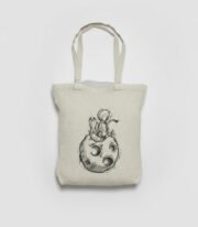 Tote bag con estampado del Principito sobre el meteorito